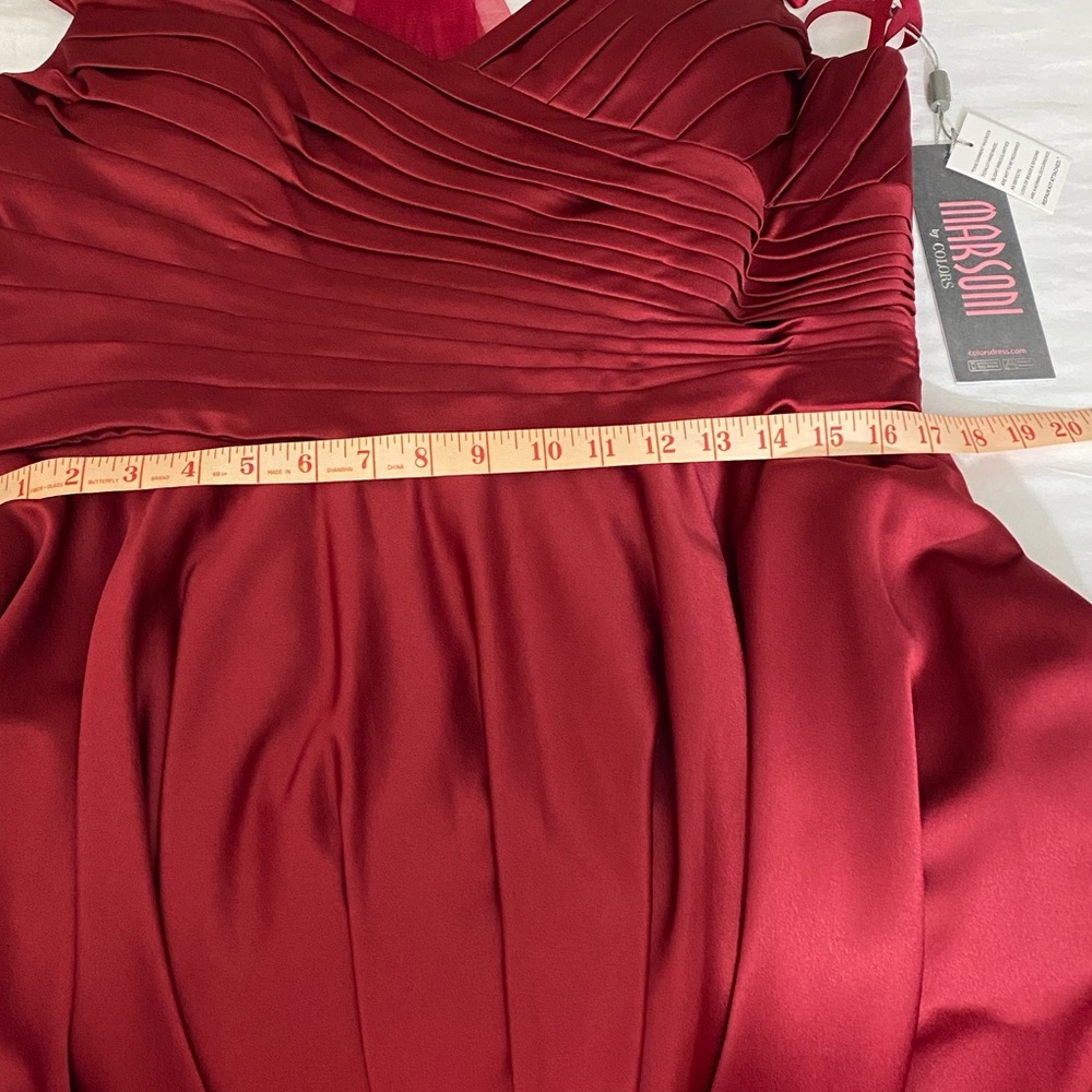 NWT Marsoni By Colors Satin Crepe Dress In Wine Color Size 16. ( M198 ) - Picture 9 of 12